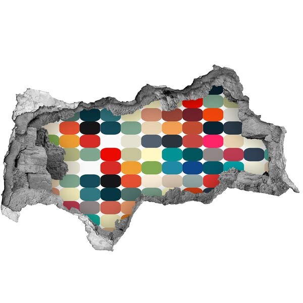 Fotomural autoadhesivo efecto agujero 3d Mosaico colorido a través de un agujero en la pared.