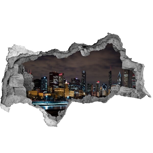 Vinilo adhesivo boquete en la pared rota Panorama nocturno de la ciudad