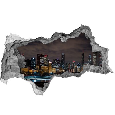 Vinilo adhesivo boquete en la pared rota Panorama nocturno de la ciudad