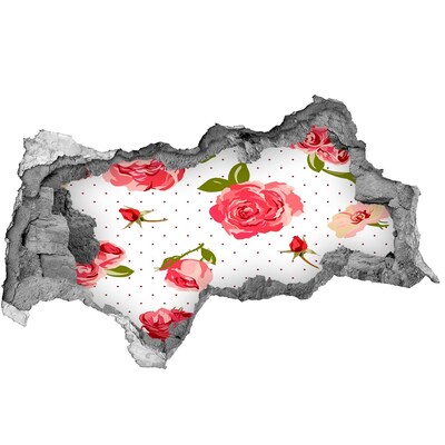 Fotomural autoadhesivo efecto agujero 3d Muro de flores detrás del agujero.