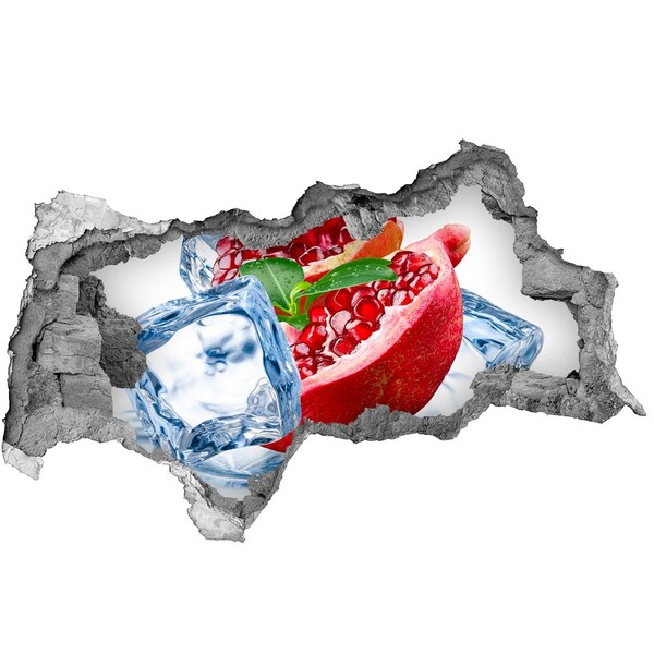 Vinilo adhesivo boquete en la pared rota Agujero de fruta de granada jugosa