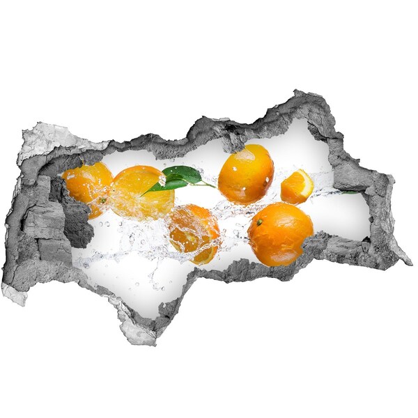 Pegatina decorativa agujero en la pared 3d Frutas cítricas en un baile de agua