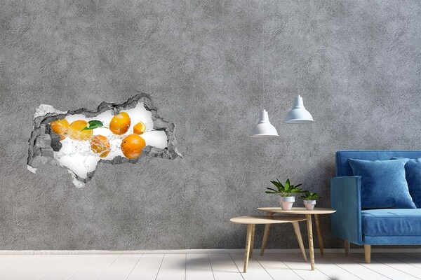 Pegatina decorativa agujero en la pared 3d Frutas cítricas en un baile de agua