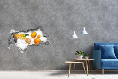 Pegatina decorativa agujero en la pared 3d Frutas cítricas en un baile de agua