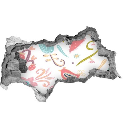 Vinilo adhesivo boquete en la pared rota El mundo colorido detrás del agujero