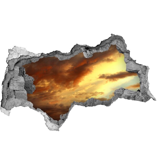 Vinilo adhesivo boquete en la pared rota Puesta de sol a través de un agujero en la pared