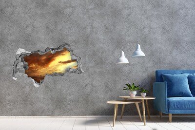 Vinilo adhesivo boquete en la pared rota Puesta de sol a través de un agujero en la pared