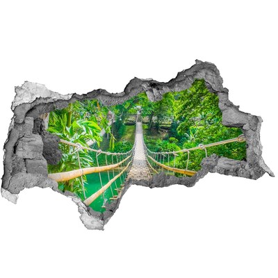 Vinilo efecto 3d pared rota irregular Puente en la jungla