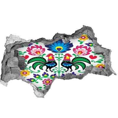 Vinilo adhesivo boquete en la pared rota Folclore floral con rebozuelos