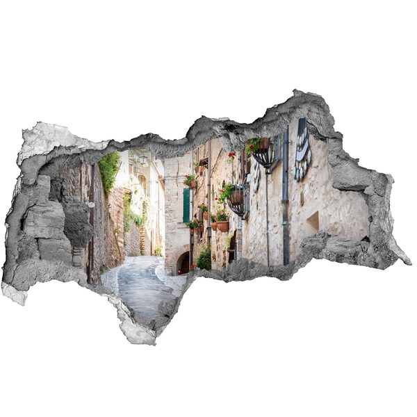Vinilo efecto 3d pared rota irregular Un pueblo encantador en Italia