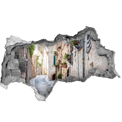 Vinilo efecto 3d pared rota irregular Un pueblo encantador en Italia