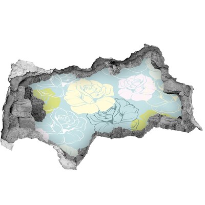 Naklejka 3D dziura na ścianę samoprzylepna Kwiatowy mural w dziurze w ścianie