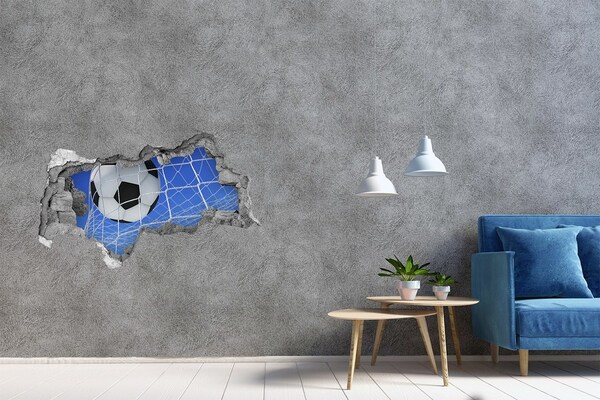 Vinilo efecto 3d pared rota irregular Un gol en el fútbol