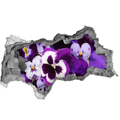 Fotomural autoadhesivo efecto agujero 3d Un paraíso floral en hormigón