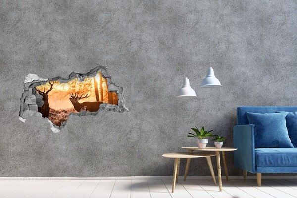 Vinilo efecto 3d pared rota irregular Amanecer en el bosque