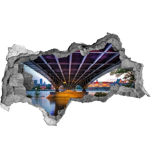 Pegatina decorativa agujero en la pared 3d Puente sobre el río
