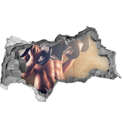 Fototapeta dziura na ścianę 3d Siłownia w akcji