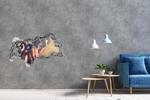 Vinilo efecto 3d pared rota irregular El gimnasio en acción