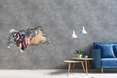 Vinilo efecto 3d pared rota irregular El gimnasio en acción