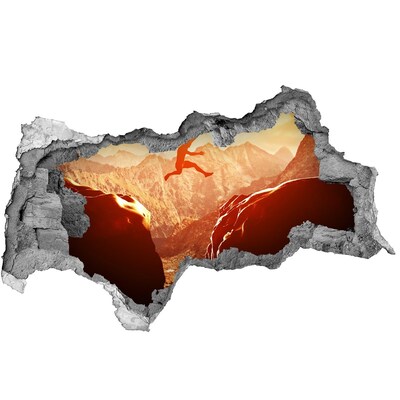 Vinilo adhesivo boquete en la pared rota Saltar al abismo