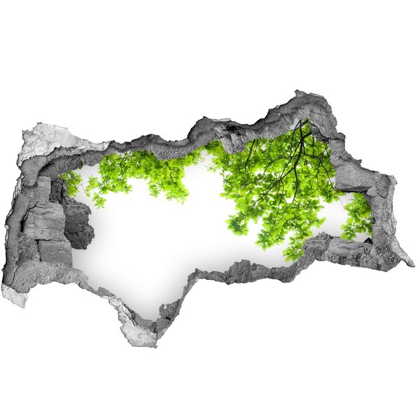 Vinilo adhesivo boquete en la pared rota Un oasis verde detrás del muro