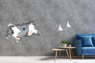 Vinilo efecto 3d pared rota irregular Koala en un agujero en la pared