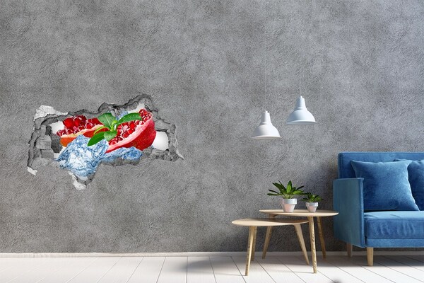 Pegatina decorativa agujero en la pared 3d Oasis de frutas con hielo