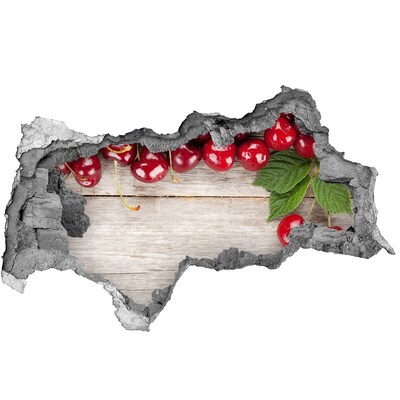 Naklejka 3D dziura beton Czereśnie w betonie