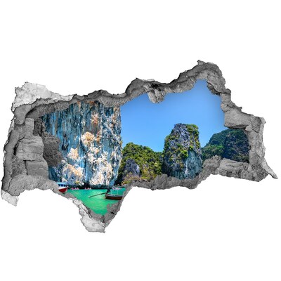 Fotomural autoadhesivo efecto agujero 3d Bahía caribeña con un barco