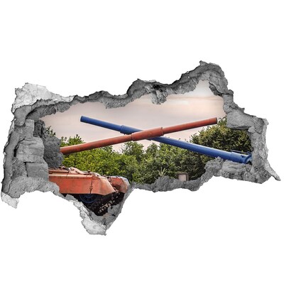 Vinilo adhesivo boquete en la pared rota Batalla de tanques en las ruinas