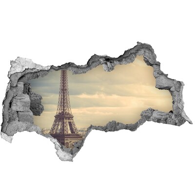 Fotomural autoadhesivo efecto agujero 3d La Torre Eiffel en París