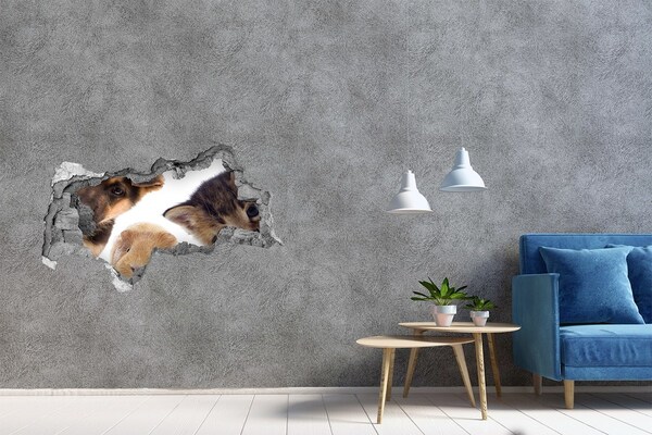 Vinilo adhesivo boquete en la pared rota Animales de más allá del muro