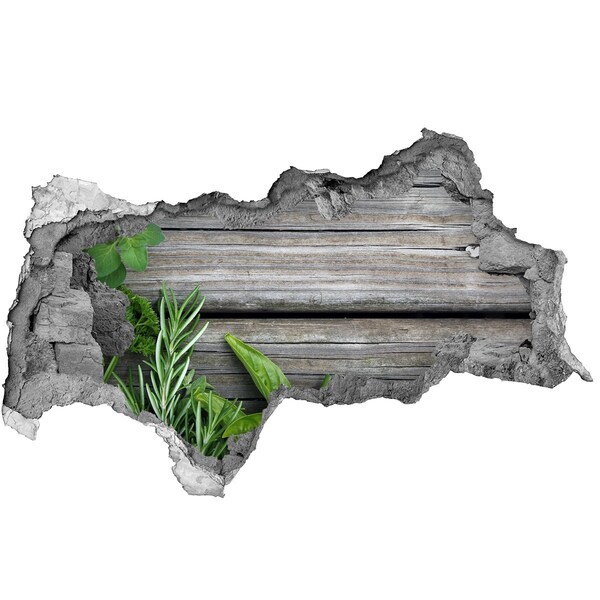 Vinilo efecto 3d pared rota irregular Una pared dañada con piso de madera.