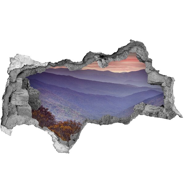 Fotomural autoadhesivo efecto agujero 3d Paisaje de montaña al amanecer