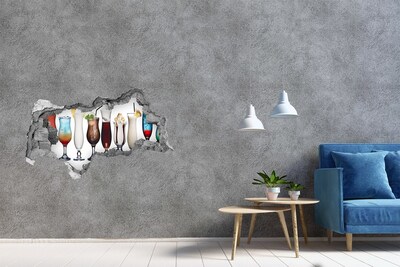 Vinilo efecto 3d pared rota irregular Un oasis de cócteles en un rincón escondido