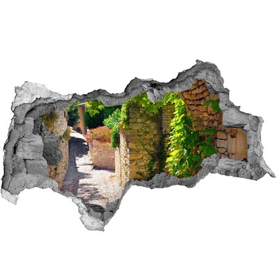 Vinilo adhesivo boquete en la pared rota Una calle verde en la ciudad.