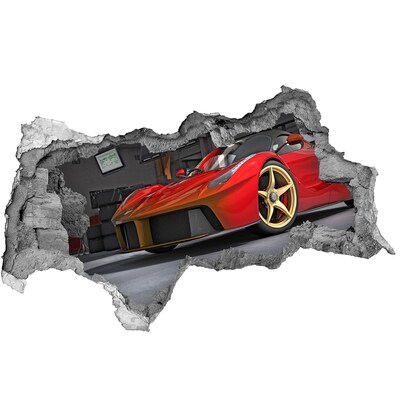 Pegatina decorativa agujero en la pared 3d Un coche deportivo en un muro en ruinas