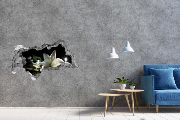 Vinilo efecto 3d pared rota irregular Un oasis floral de paz