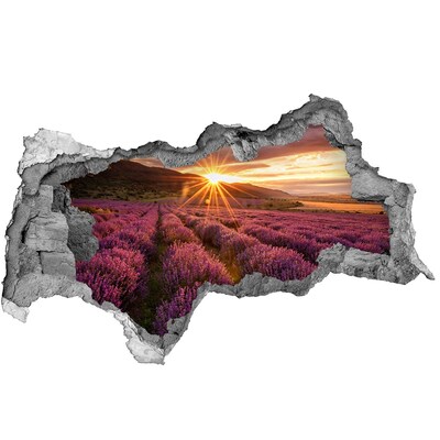 Pegatina decorativa agujero en la pared 3d Campo de lavanda al atardecer