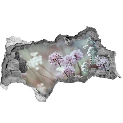 Vinilo efecto 3d pared rota irregular Flores en un agujero de hormigón