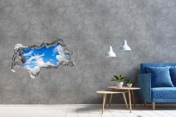 Vinilo adhesivo boquete en la pared rota Cielo azul con nubes