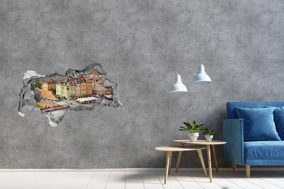 Vinilo efecto 3d pared rota irregular Plaza de la Ciudad Vieja de Varsovia