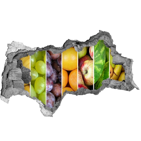 Fotomural autoadhesivo efecto agujero 3d Fruta en hormigón