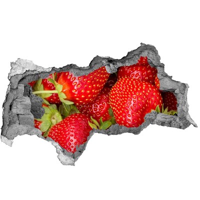 Vinilo efecto 3d pared rota irregular Fresas jugosas en hormigón