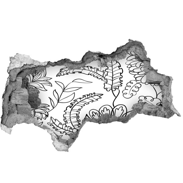 Fotomural autoadhesivo efecto agujero 3d Vegetación tropical en un agujero en la pared.