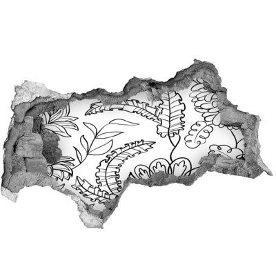 Fotomural autoadhesivo efecto agujero 3d Vegetación tropical en un agujero en la pared.