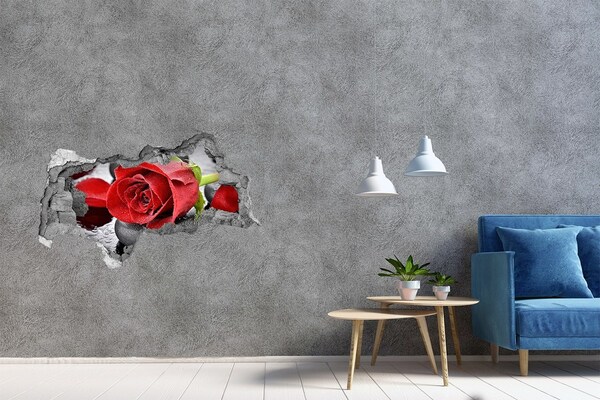 Vinilo efecto 3d pared rota irregular Rosa sobre las piedras