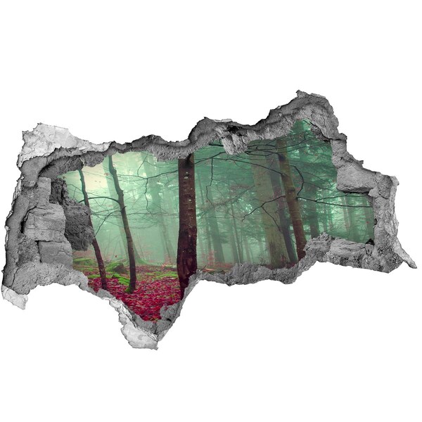 Pegatina decorativa agujero en la pared 3d Bosque encantado en la niebla