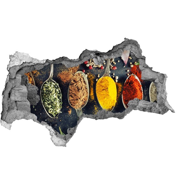 Fotomural autoadhesivo efecto agujero 3d Especias coloridas en la cocina