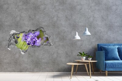 Vinilo adhesivo boquete en la pared rota Flores de lavanda en un agujero virtual